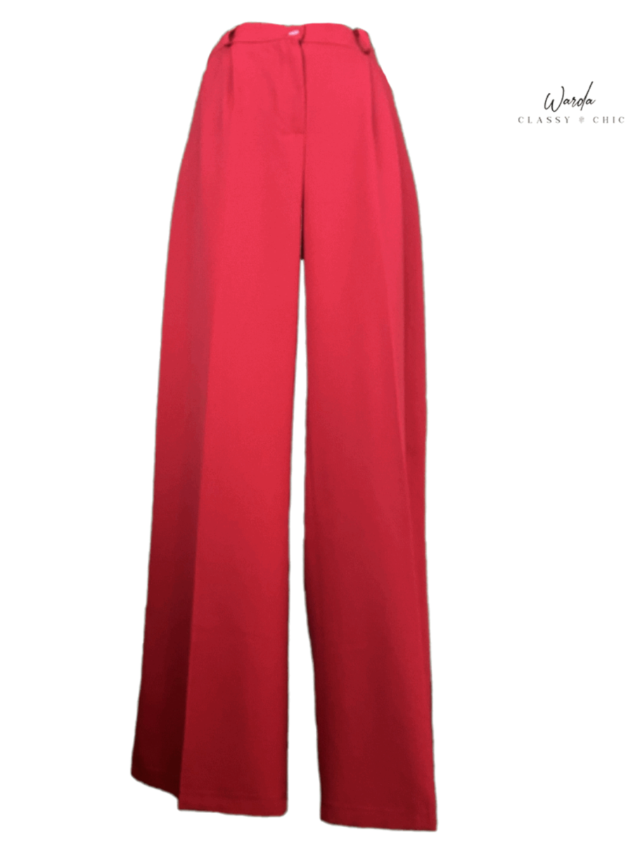 pantalon femme large rouge