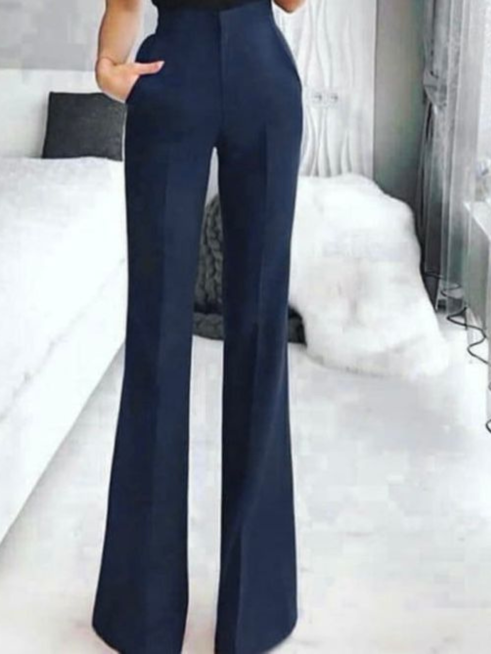 Pantalon Flare Bleu Marine – Image 4