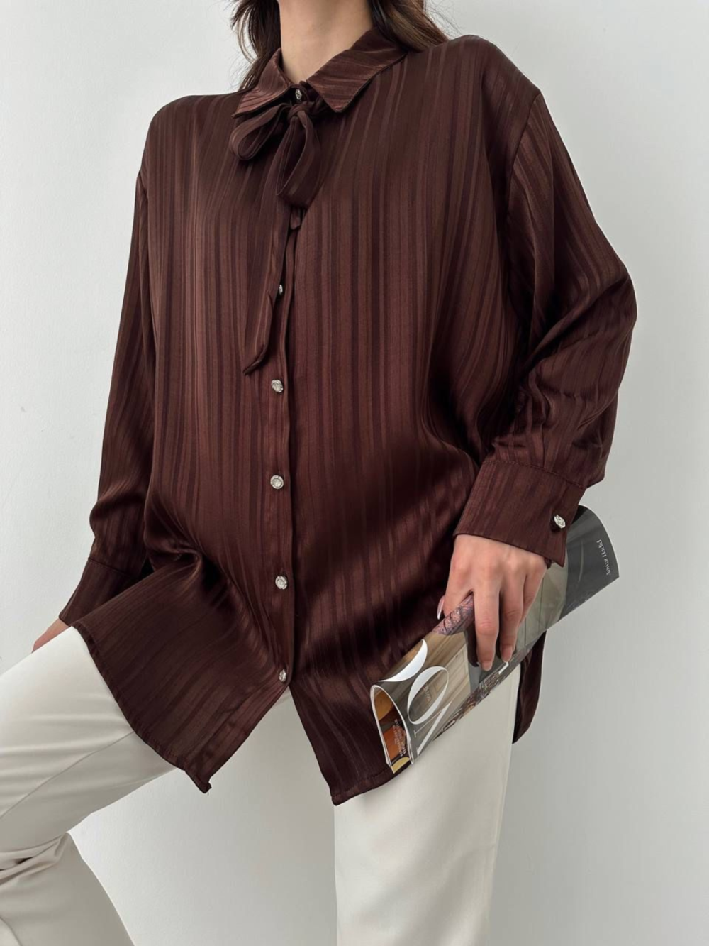 Chemise Satinée Marron